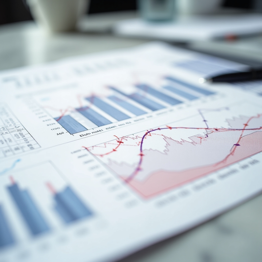 Prim-plan cu grafice tipărite adnotate manual cu observații de audit